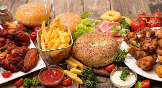 burger, french fries