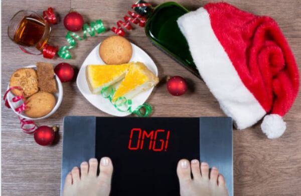 overeating, weight scale, christmas